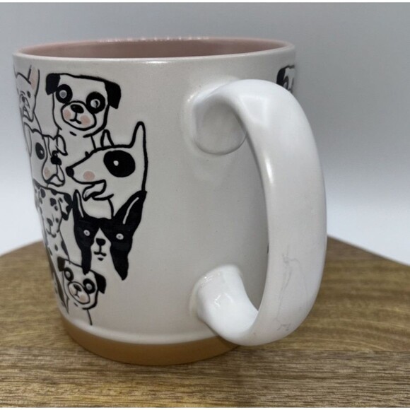 Spectrum Dog Faces Coffee Tea Cup Pug Pink White Ceramic Embossed-4.25" T Preown - Picture 5 of 8